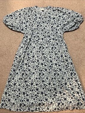 Floral Puff-Sleeve Cotton Dress